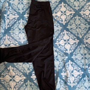 Long all black w black side strip L Adidas pants